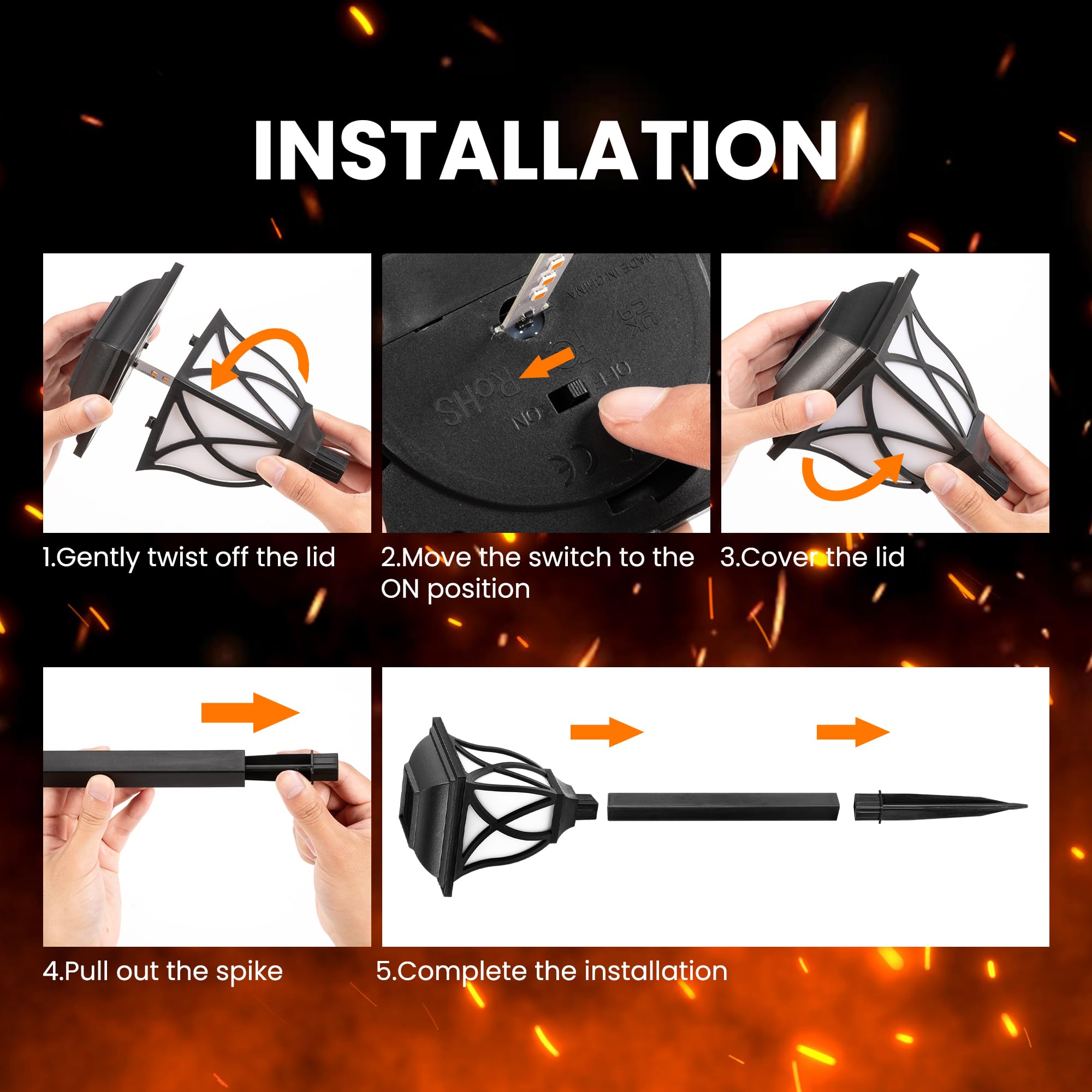 Solar Lights Outdoor Garden Decor Solar Torch Lights Solar Lights Outdoor Waterproof Flickering Flame LED Lights Outdoor Decor for Porch, Garden, Camp, Path, Yard, Patio, Balcony 