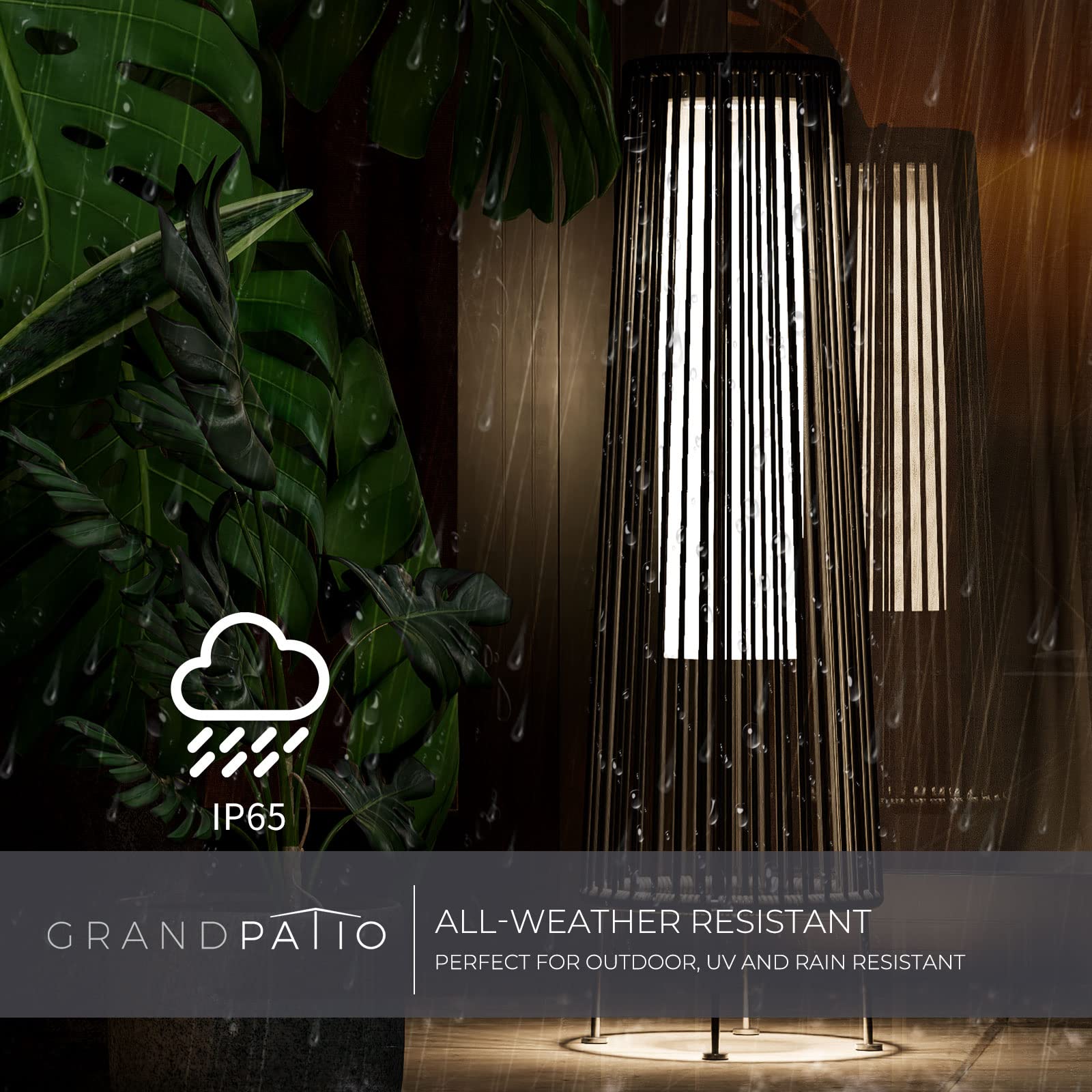 Grand patio Outdoor Floor Solar Light, Wicker Solar Patio Lamp Waterproof Outside Solar Deck Lamp for Porch, Yard, Garden, Lawn Decorations