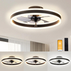 Low Profile Ceiling Fans with Lights and Remote, Flush Mount Ceiling Fans with Light, 3000K-6500K Dimmable Fandelier LED Fan Light, White Bladeless Ceiling Fans with Lights for Bedroom 