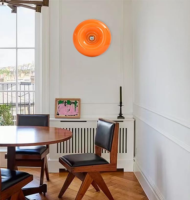 Modern Orange Donut Lamp, Plug-in Bedside Lamp Or Plug-in Wall Sconces, Creative Atmosphere Orange Light for Kids Room, Reading Room Or Warm Decoration 