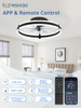 Ceiling Fans with Lights and Remote, Low Profile Ceiling Fans, 3000-6000K Dimmable Modern Flush Mount LED Fan Light, 6 Wind Speeds, White Fandelier Ceiling Fans with Lights for Bedroom 