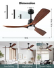 Ceiling Fans with Lights and Remote, Outdoor Ceiling Fan for Patios with Light 3 Downrods, 3 Blades Modern Ceiling Fan Noiseless Reversible DC Motor, Wood Fan for Farmhouse 