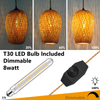Plug in Pendant Light Handwoven Bamboo Pendant Lamp Boho Modern Wicker Hanging Lights Rustic Country Natural Basket Hanging Lamp for Kitchen Study Bedroom Cafe