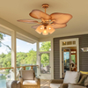 52'' Outdoor Ceiling Fan with Lights for Patios and Remote - Tropical Banana Leaf, Quiet Copper Motor, E27 Lighting Fixture, 6 Speeds 