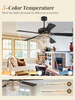 52 Inch Farmhouse Fandelier Ceiling Fan with Light, Crystal Ceiling Fan Chandelier with 6 Speeds, Quiet Reversible Noiseless DC Motor, 3CCT, Indoor Ceiling Fan for Living Room Bedroom 