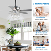 52″ Crystal Ceiling Fan with Lights and Remote Control, Modern Chandelier Fan with Dual Finish Reversible Blades, Quiet Indoor Fanderlier for Living Room, Dining Room, Bedroom