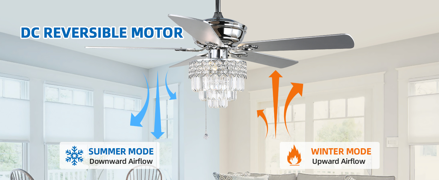 Crystal Ceiling Fan with Lights and Remote (2)