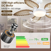 52 Inch Tropical Ceiling Fans with Lights and Remote,Outdoor Palm Leaf Ceiling Fan for Patios Porch Bedroom, Dimmable, 6 Speeds, Reversible