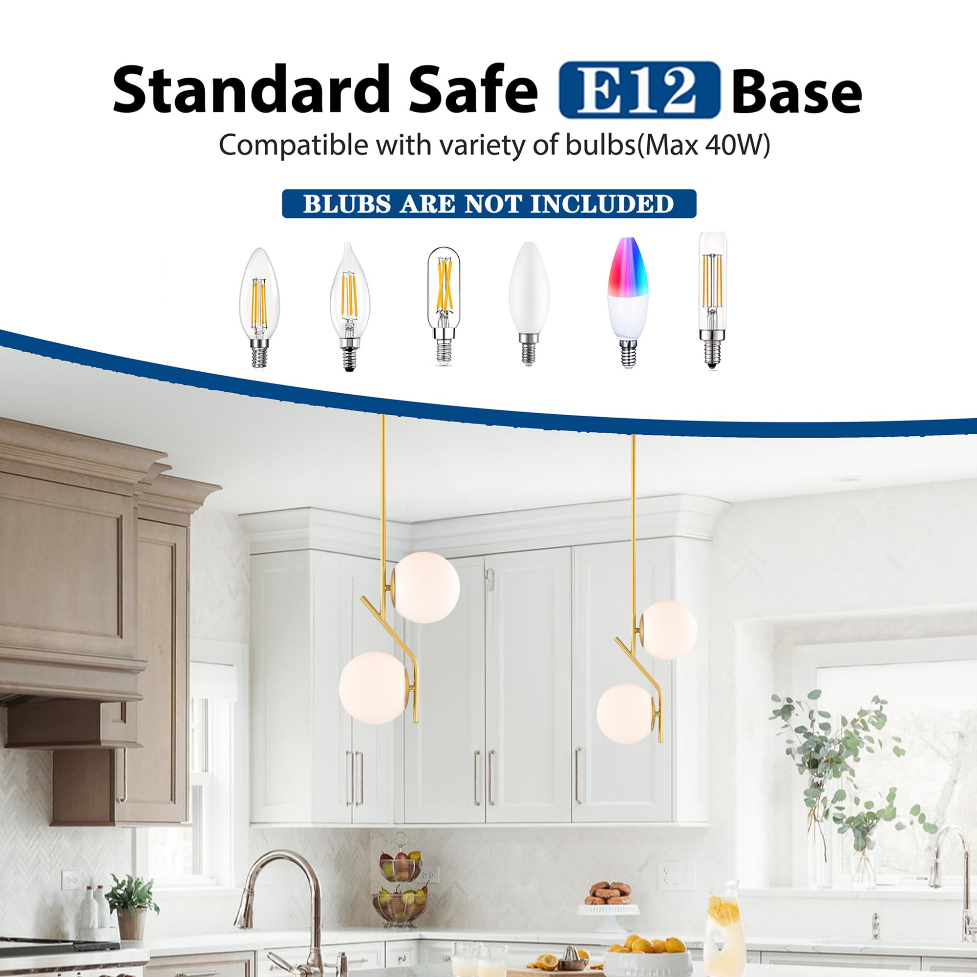 Pendant Light Fixture Glass Globe Pendant Light Mid Century Pendant Lights 2-Light Modern Pendant Light for Dining Room 