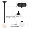 Black Globe Pendant Light Modern Matte Black Pendant Light Fixtures Over Kitchen Island with Frosted Glass Hanging Pendant Light Fixture 