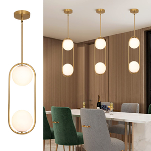 Modern Pendant Lighting Mid Century Globe Pendant Light Fixture Pendant Chandelier Hanging Lighting Fixture with White Globe Glass Lampshade for Kitchen Island Dining Room Bedroom 