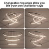 3-Rings Modern LED Chandelier Silver Pendant Lighting Circular Flush Mount High Ceiling Light for Living Dining Room Bedroom Foyer 4000K Ø80cm+Ø60cm+Ø40cm