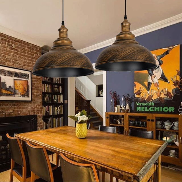 Industrial Lighting Vintage Pendant Lamp E27 Retro Lamp Metal Hanging Lamp for Kitchen Dining Room Living Room Restaurant Ø30cm Black Housing