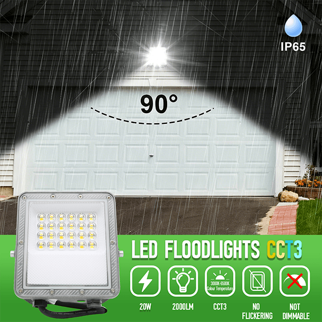 20W LED Floodlights 3CCT (3000K-4000K-6500K) 107 PT03