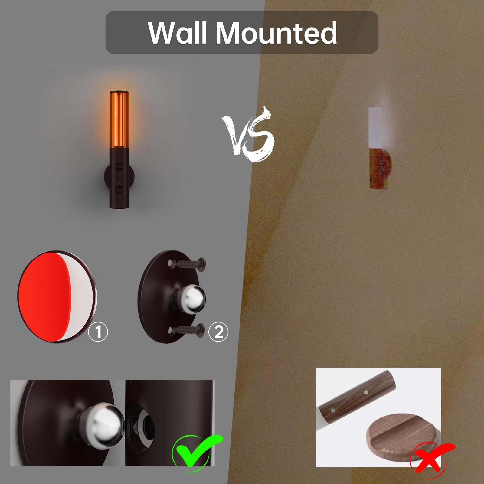 Motion Sensor LED Night Lights, Rechargeable Battery Operated Indoor Smart Motion Detector Nightlights with 3 Modes & 3 Brightness, Auto Body Sensor Wall Lamps for Closet Stairway Cabinet