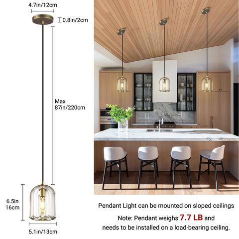 Modern Pendant Lights Kitchen Island,Crystal Pendant Light,Kitchen Pendant Lighting Over Island,Glass Pendant Light Fixtures,Indoor Brass Pendant Lights,E12 Bulb Included