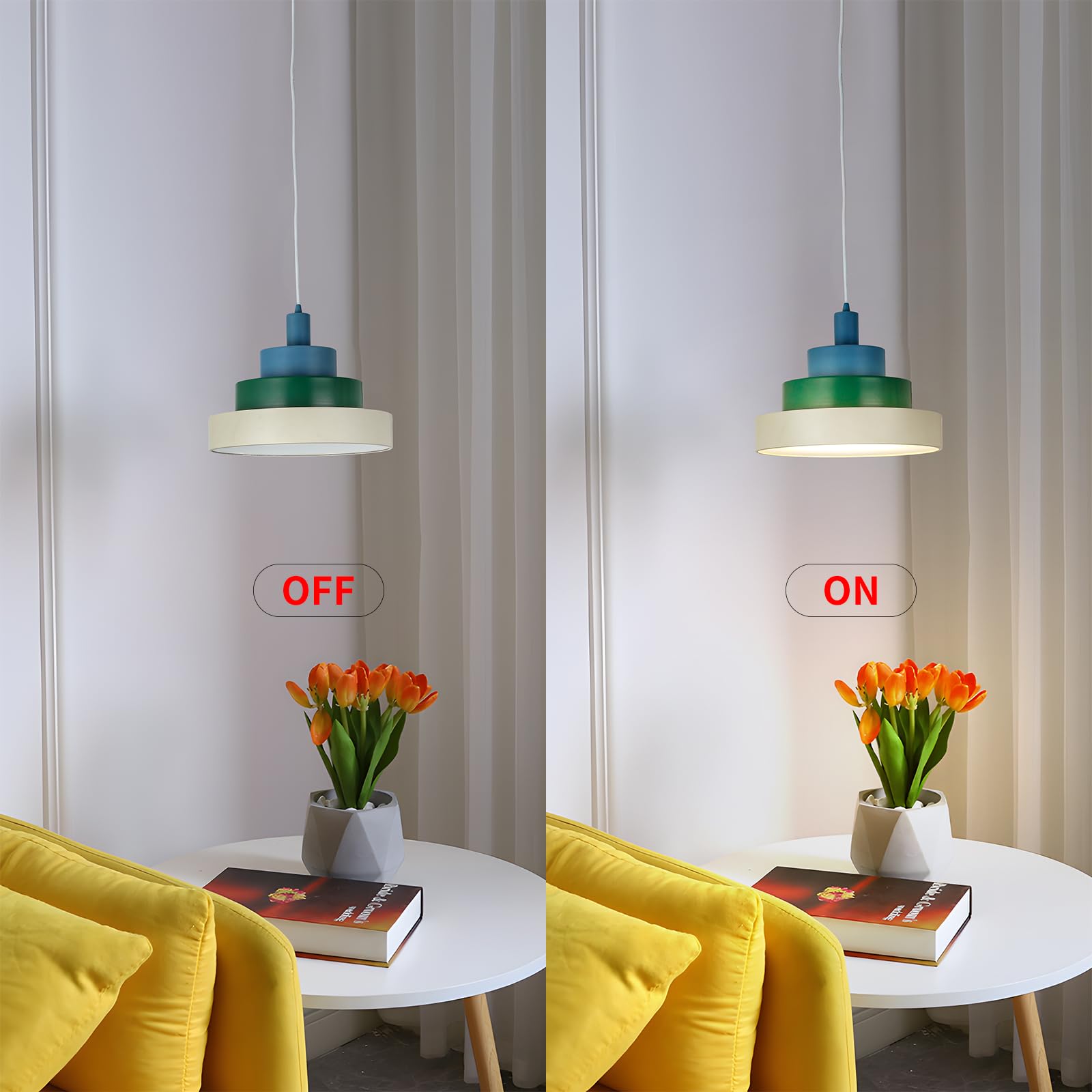 Unique Pyramid Pendant Light Fixtures - LED Technology, Metal Acrylic Shade, Adjustable Height - Versatile Hanging Lights for Bedrooms, Kids Rooms, Living Rooms & Dining Areas 