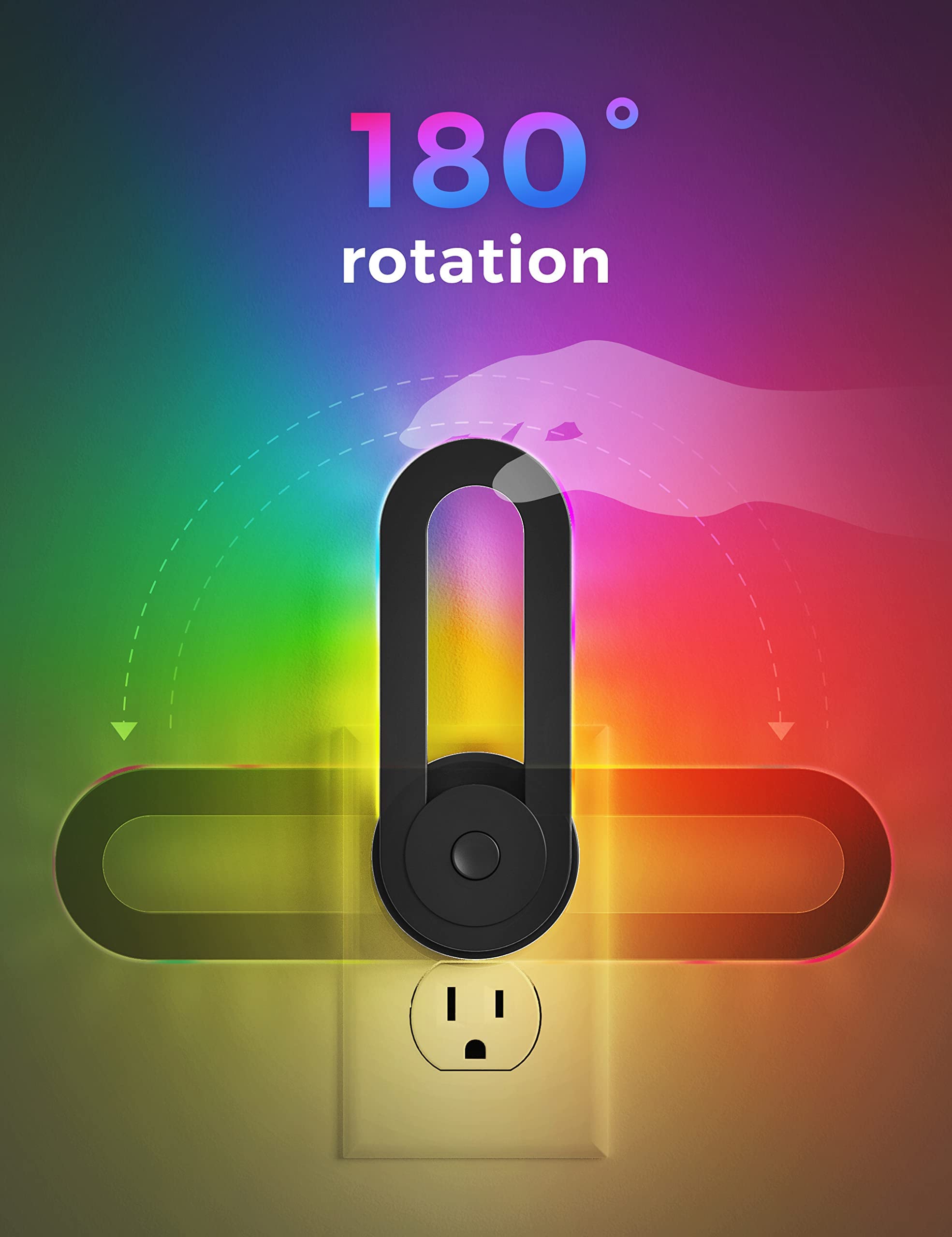 Kids Night Light Plug into Wall, Color Changing , 7 Solid Colors + RGB Color Chasing Nightlight, Dusk to Dawn Sensor, Home Decor for Party Hallway Bedroom 