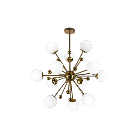 Electroplated Copper Natural LED Milk White Glass Modern Pendant Light With 12 Bulbs E27 Head