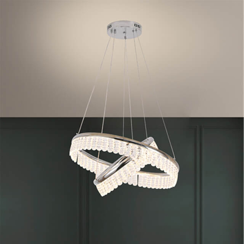 600+400Mm63W Single Colour Light Source Aluminium + Crystal Sheet Chandeliers Pendant Lights Nordic Interior Ceilings