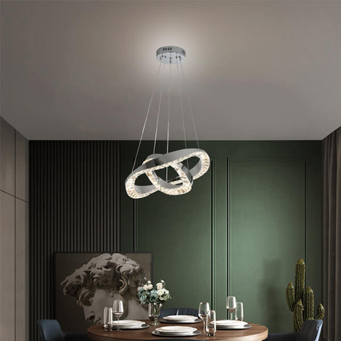 500+300Mm40+40W Two-Colour Light Source Stainless Steel + Crystal Chandeliers Lightings For Living Room Bedroom Interior Ceilings