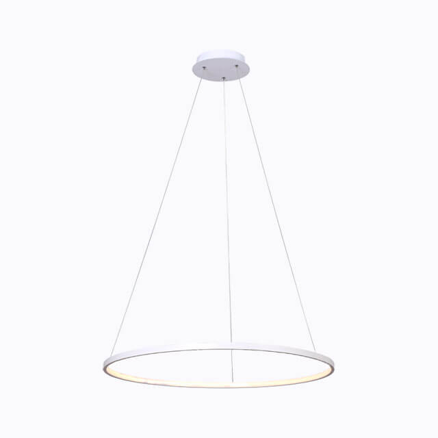 D600Mm 24W 4000K Matt White Metal+Aluminum+Slica Gel Made In China Hanging Lamp Lighting Led Decorative Chandelier Interior