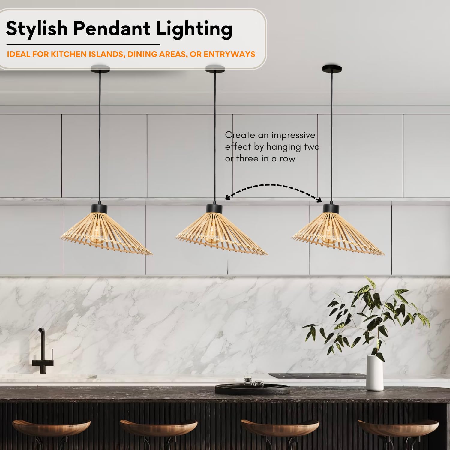 Large Rattan Hanging Pendant Light, Boho Light Fixtures Ceiling, Bohemian Woven Rattan Farmhouse Chandelier Light for Kitchen, Living Room, Dining Room, Bedroom 