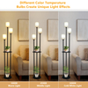 Floor Lamp with Shelves, Modern Floor Lamps for Living Room, 3-Lights Standing Lamp with Linen Shade and Foot Switch, Industrial Standing Lamps for Bedroom, Black Tall Table Lamp for Office 