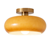 Semi Flush Mount Ceiling Light Fixture Gold Mid Century Modern Ceiling Lighting with Orange Dome Glass Shade Hallway Light Fixtures Ceiling Lamp for Bedroom Living Dining Room Kitchen 