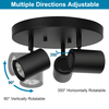 5CCT 3-Light Multi Directional LED Track Light, 3 Head Semi Flush Mount Ceiling Light, 2700/3000/3500/4000/5000K Selectable, 15W Dimmable Black LED Ceiling Spotlight for Kitchen, Hallway