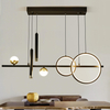 39" Modern Linear LED Chandelier, Dimmable LED Kitchen Island Pendant Light with Remote Control, Black and Gold Modern Chandelier for Dining Room