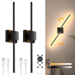 Battery Operated Wall Sconces with Remote Control, Dimmable Wall Sconces with DIY Independently Rotatable Lamppost, 3000K-6000K LED Wall Lights for Living Room, Bedroom, 28.3 Inch 