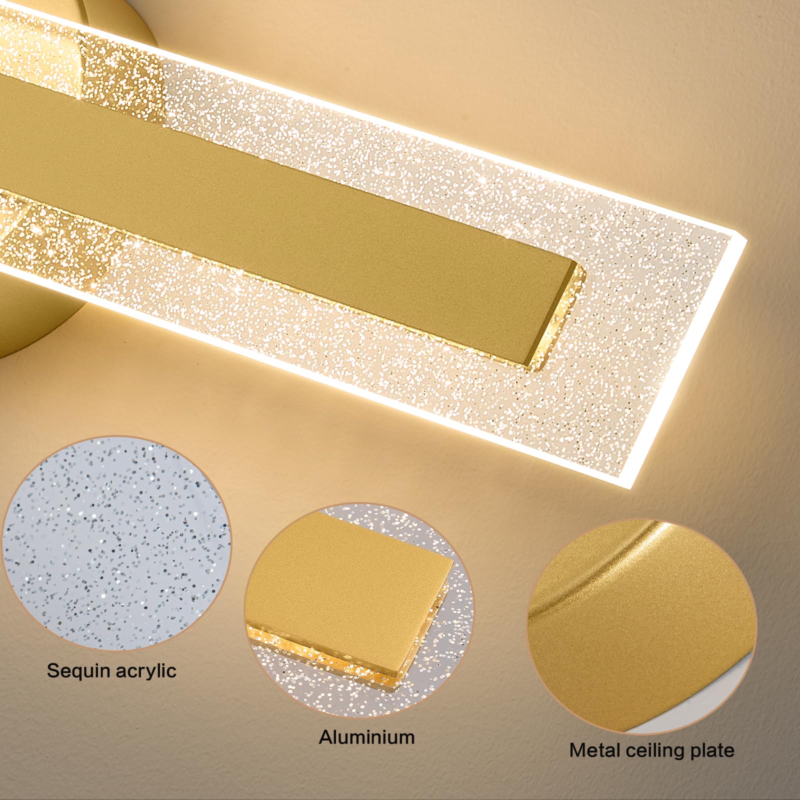 LED Wall Scone Lighting 22.8in, Modern Wall Lamps with Remote Control Dimmable Color Temperature, Acrylic LED Wall Light Vanity Light for Living Room Hallway Bathroom Bedroom Stairs 