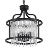 Crystal Chandelier 4Lights, Small Black and Crystal Pendant Light Fixture 12.59Inches, Modern Hanging Lighting Crystal Mini Chandeliers Gorgeous for Hallway Entryway Bedroom E12 