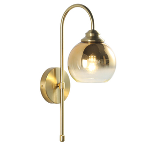  Brass Wall Sconces Vintage Rose Gold Armed Sconce Mid Century Modern Long Sconces Wall Lighting Indoor Large Glass Globe Wall Sconce Bathroom Vanity Wall Light for Bedroom 