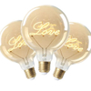 Love Edison Bulb, Vintage Globe Light Bulb, Decoration Love Light Amber Bulb E27 Base 4W(40W Equivalent)- G125 Filament Bulb 1800-2400K Warm White for Indoor & Outdoor