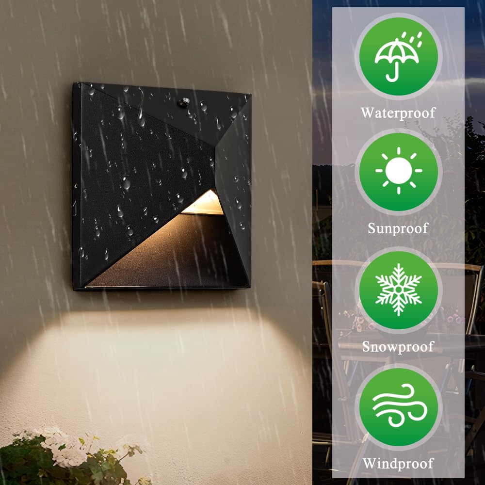 Outdoor Light Fixtures Wall Mount Dusk to Dawn, Porch Lights with 3 Lighting Mode(3000K/4000K/5000K), Waterproof Exterior Outdoor Wall Lights for House Front Door Patio Garage(Black) 