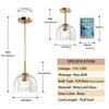 Modern Industrial Pendant Lights, Amber Glass Bell Shape Pendant Lights Kitchen Island with Matte Finished Metal Pendant Light Fixtures 