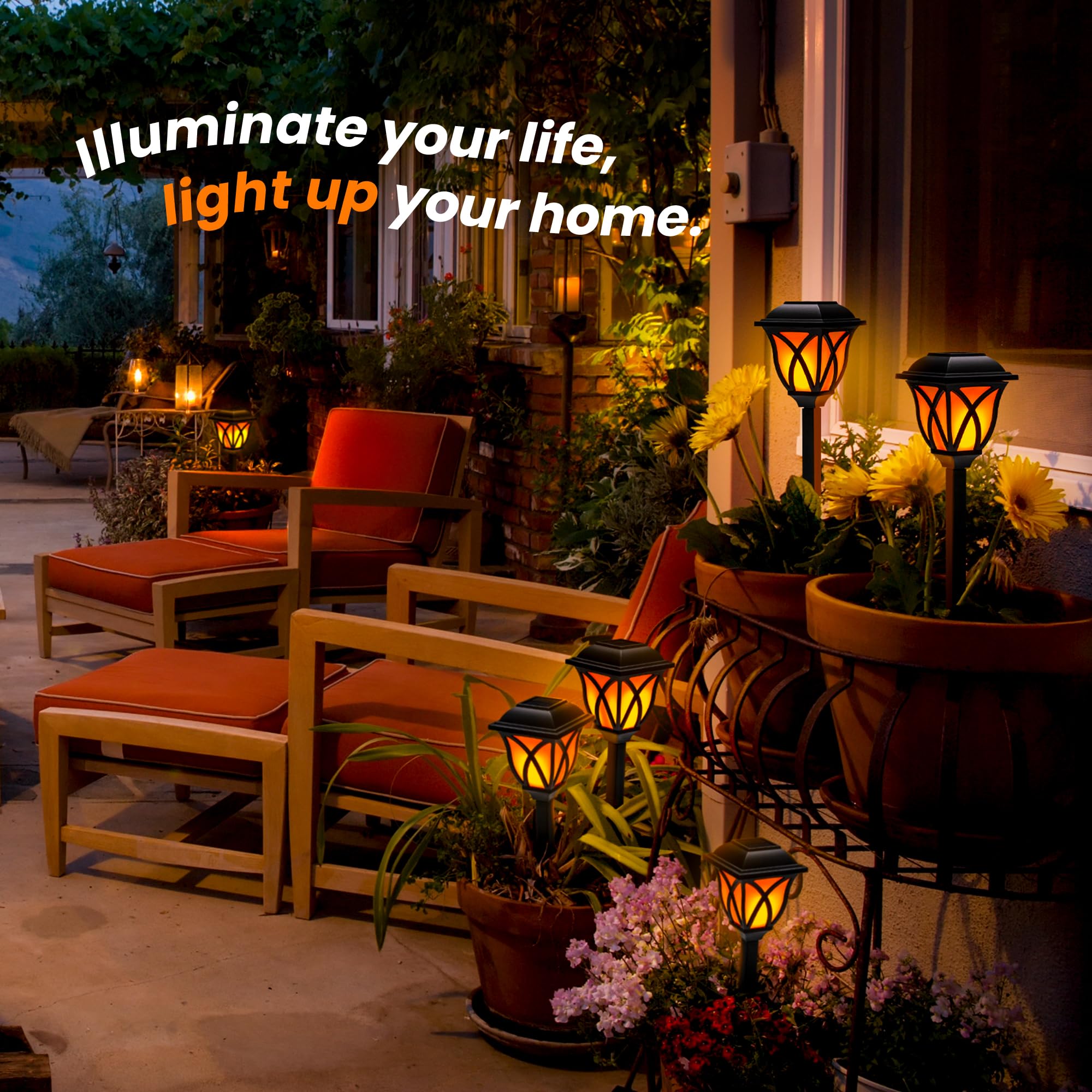 Solar Lights Outdoor Garden Decor Solar Torch Lights Solar Lights Outdoor Waterproof Flickering Flame LED Lights Outdoor Decor for Porch, Garden, Camp, Path, Yard, Patio, Balcony 