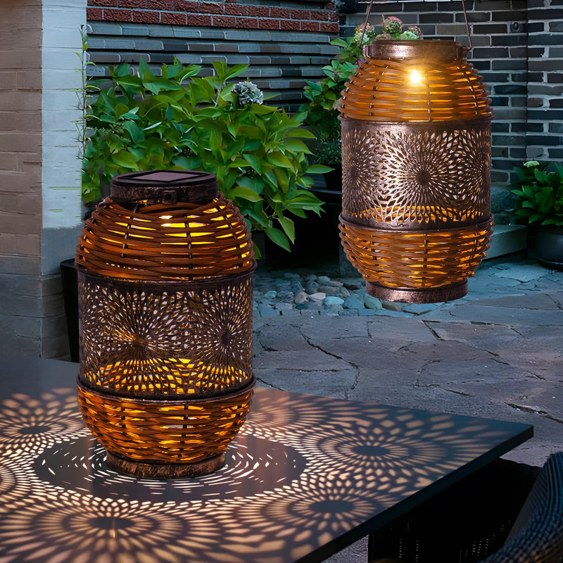 Solar Lanterns Outdoor Hanging Waterproof,Rattan Solar Lights for Outdoor Solar Table Lamps Decoration for Garden,Yard,Patio,Porch,Trees,Lawn,Pathway 