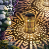Solar Lanterns Outdoor Waterproof, Hanging Solar Lights for Outside, Moroccan Garden Decor, Christmas Gifts for Women Mom Grandma, Metal LED Lantern for Yard, Patio, Backyard, Porch 