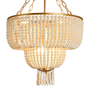 6-Light 20 Inch Boho Light Fixtures Ceiling Natural Wood Beaded Chandelier Boho Light Fixture Bohemia Wood Beaded Chandelier for Kitchen Island Living Room 