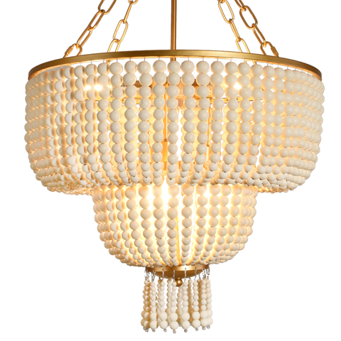 6-Light 20 Inch Boho Light Fixtures Ceiling Natural Wood Beaded Chandelier Boho Light Fixture Bohemia Wood Beaded Chandelier for Kitchen Island Living Room 