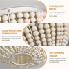 3 Light 12.6 Inch Boho Light Fixtures Ceiling Wood Beaded Flush Mount Ceiling Light Bohemia Wood Beaded Chandelier Farmhouse Boho Chandelier Light Fixture for Dining Room 
