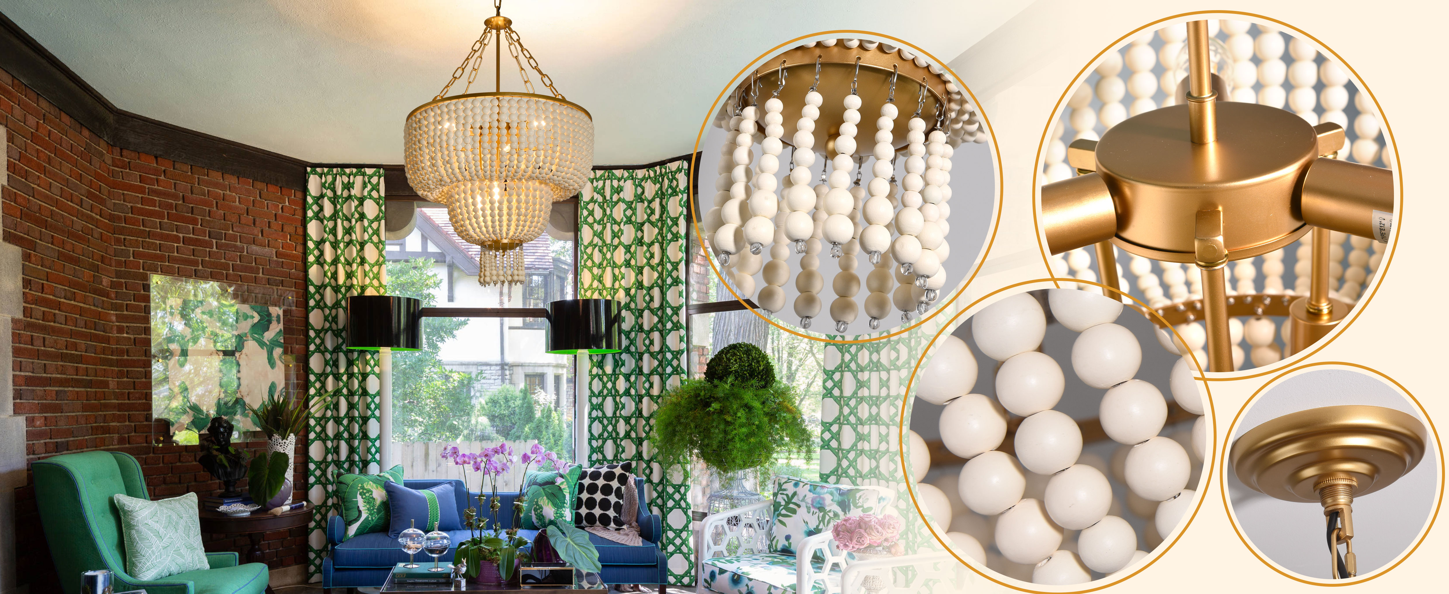 Boho Light Fixtures Ceiling Natural Wood Beaded Chandelier (3)