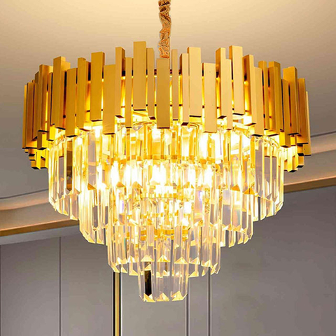 Modern Gold Crystal Chandelier Crystal Pendant Chandeliers, Crystal Hanging Lighting for Dining Room Living Room Entryway Foyer Crystal Ceiling Pendant Light 400Mm 600Mm 800Mm
