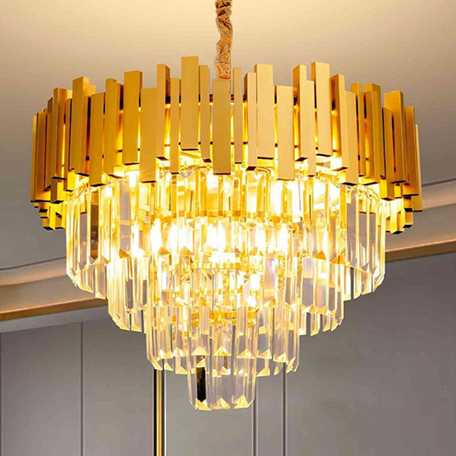 Modern Gold Crystal Chandelier Crystal Pendant Chandeliers, Crystal Hanging Lighting for Dining Room Living Room Entryway Foyer Crystal Ceiling Pendant Light 400Mm 600Mm 800Mm