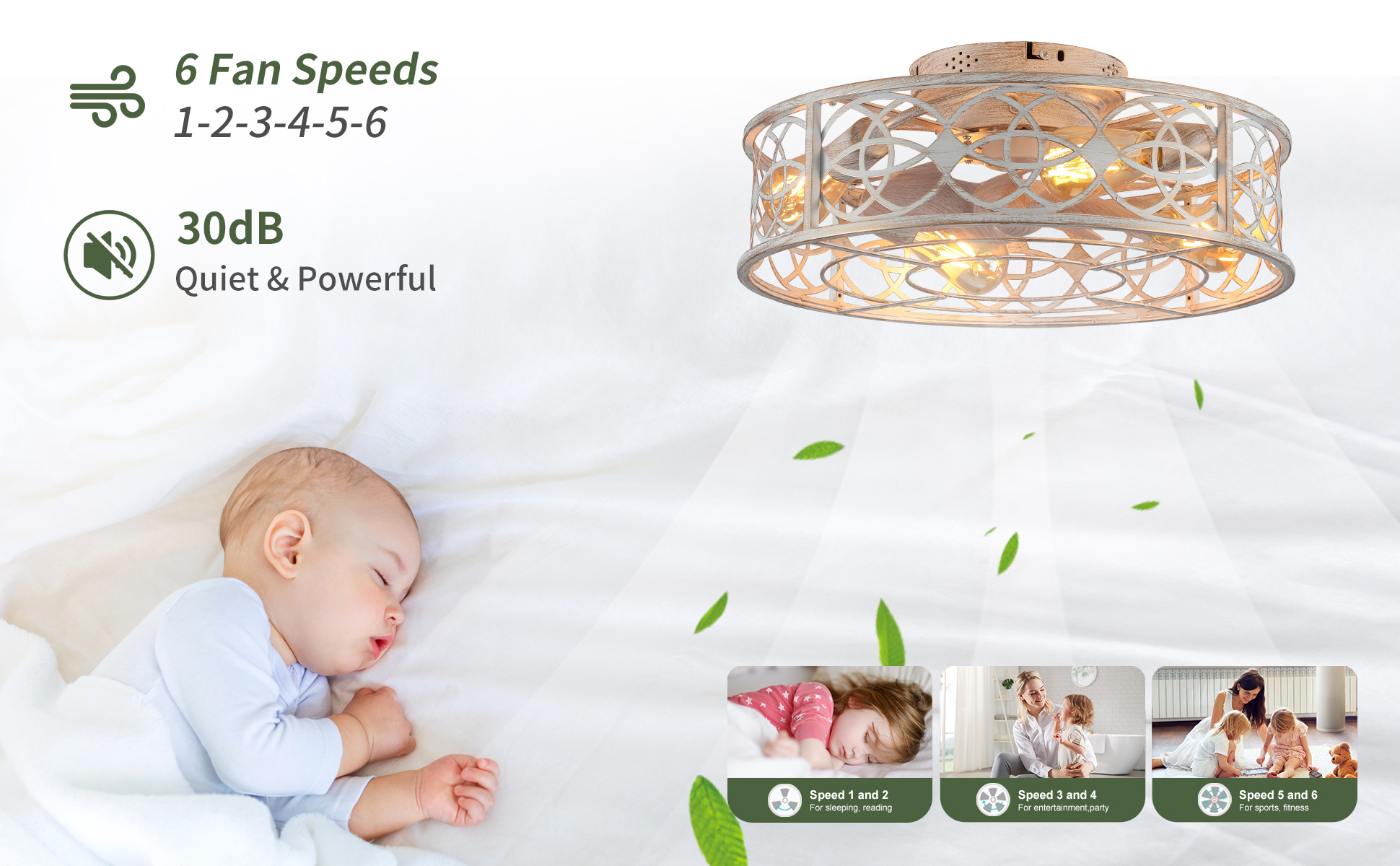 20Caged Ceiling Fans with Lights Remote Control Industrial Low Profile Flush Mount Ceiling Fan (3)
