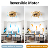Rattan Boho Ceiling Fan with Light Flush Mount, 20 Inch Caged Ceiling Fans with Light and Remote Control, Low Profile Enclosed 6 Speeds for Bedroom Kitchen Living Room 