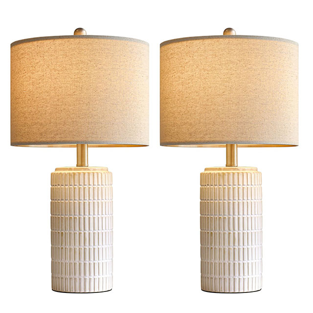 Modern Ceramic Table Lamp for Living Room White Desk Lamps for Bedroom Farmhouse Bedside Nightstand Bedside Lamp End Table Lamps